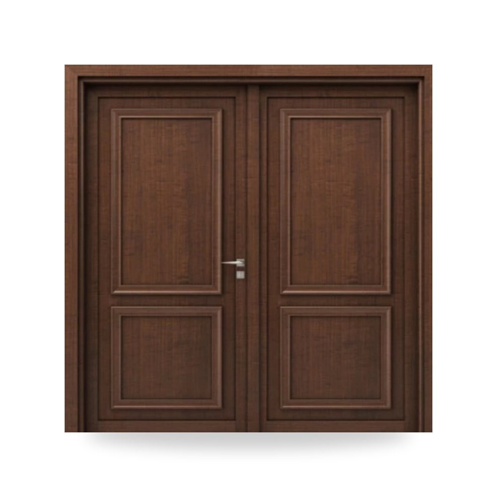 باب خشبي مزدوج فاخر - 220 × 235 سم - سمك 6 سم - باللون البني الغامق - مقاوم للرطوبة