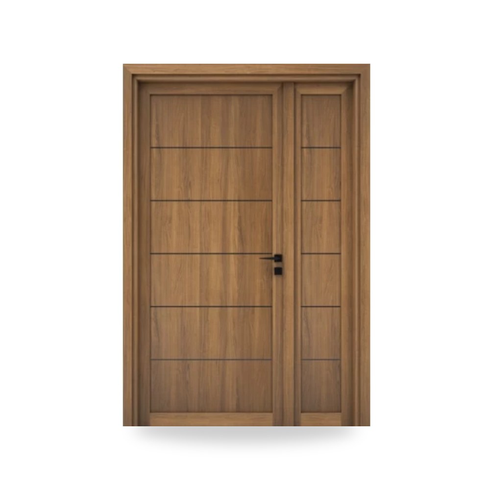 باب خشبي درفة ونصف فاخر - 160 × 235 سم - سمك 6 سم - باللون البني الطبيعي - مقاوم للرطوبة