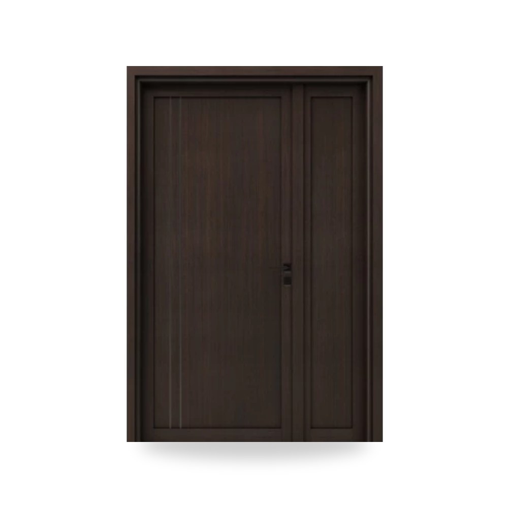 باب خشبي درفة ونصف فاخر - 160 × 235 سم - سمك 6 سم - باللون البني الغامق - مقاوم للرطوبة