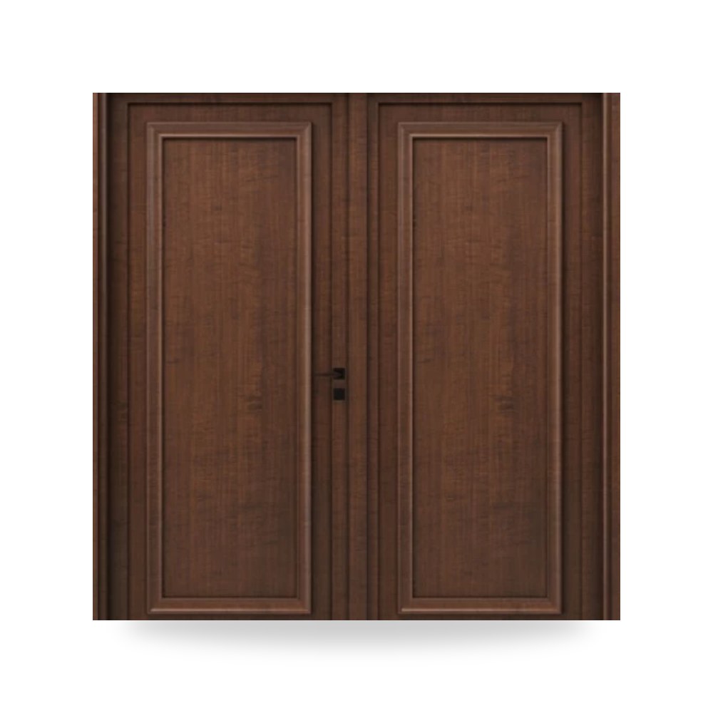 باب خشبي مزدوج فاخر - 220 × 235 سم - سمك 6 سم - باللون البني الغامق - مقاوم للرطوبة