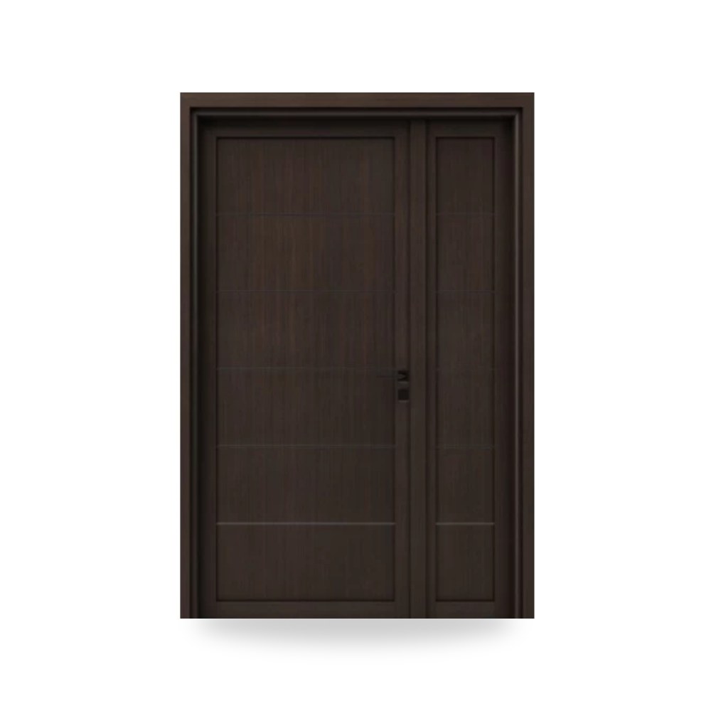 باب خشبي درفة ونصف فاخر - 160 × 235 سم - سمك 6 سم - باللون البني الغامق - موديل BMO1