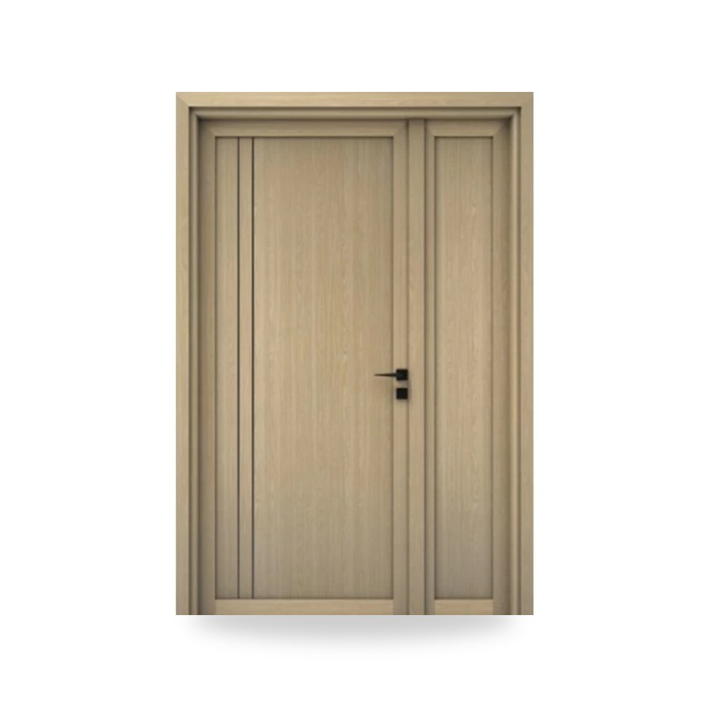 باب خشبي درفة ونصف فاخر - 160 × 235 سم - سمك 6 سم - باللون البيج العصري