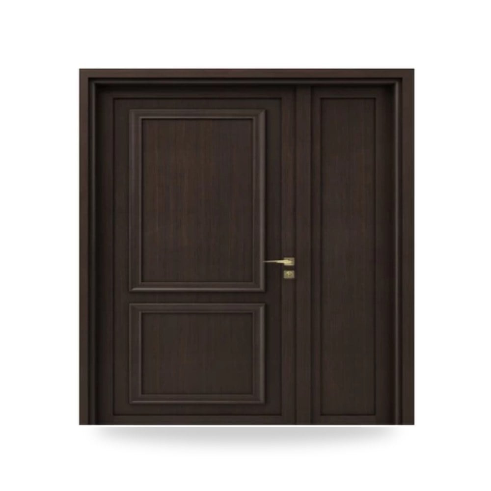 باب خشبي درفة ونصف فاخر - 160 × 235 سم - سمك 6 سم - باللون البني الغامق - مقاوم للرطوبة