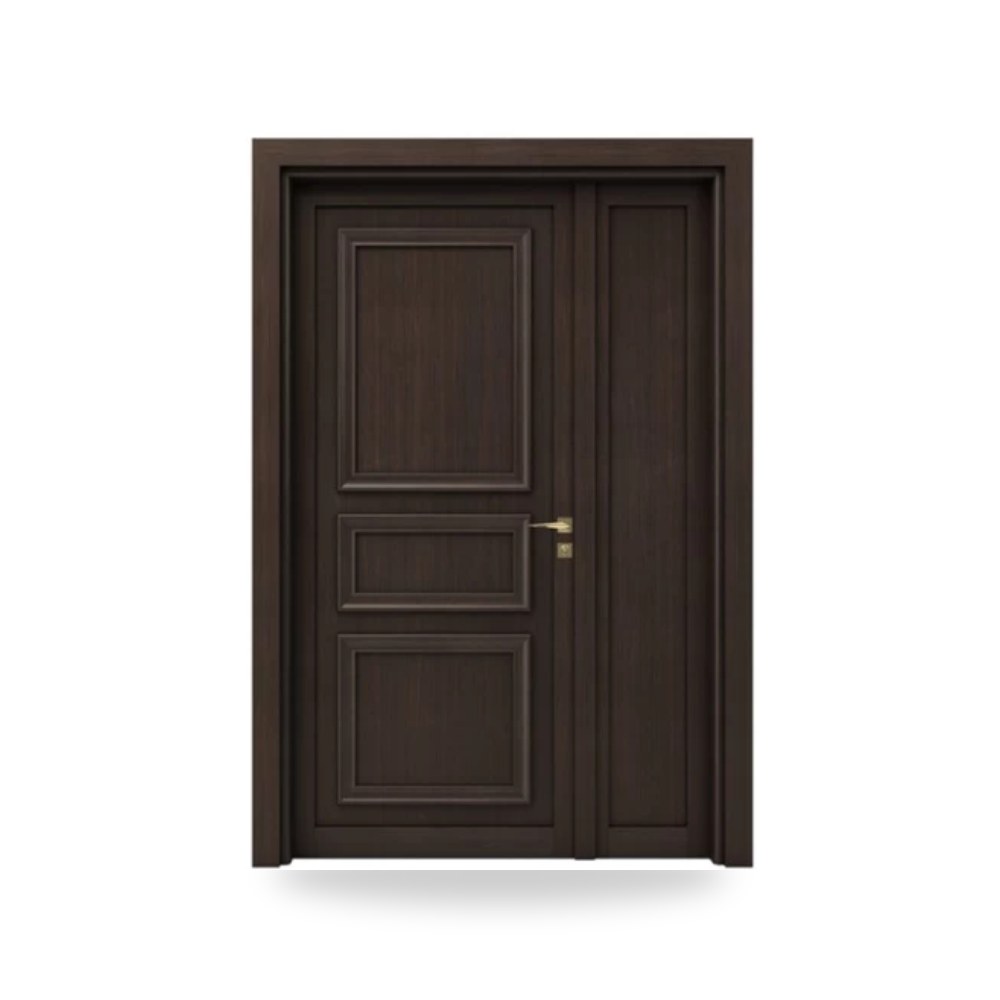 باب خشبي درفة ونصف فاخر - 160 × 235 سم - سمك 6 سم - باللون البني الغامق - مقاوم للرطوبة