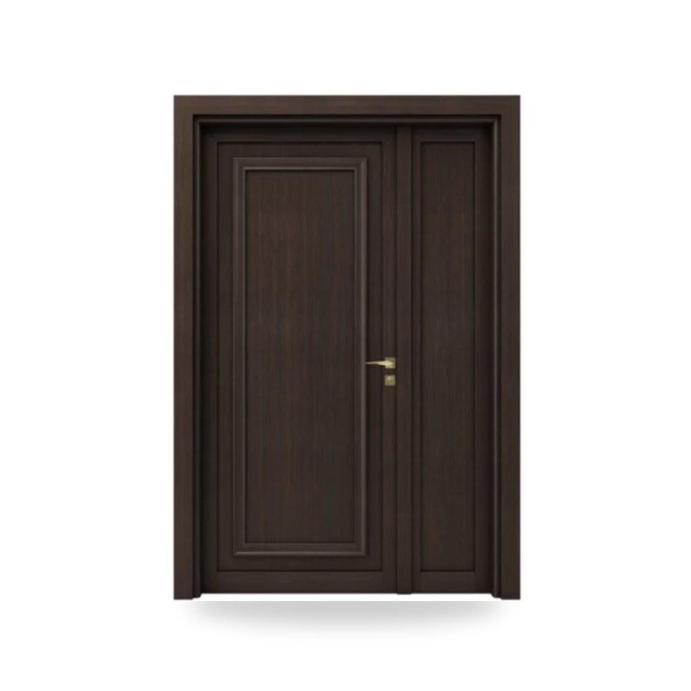 باب خشبي درفة ونصف فاخر - 160 × 235 سم - سمك 6 سم - باللون البني الغامق - مقاوم للرطوبة