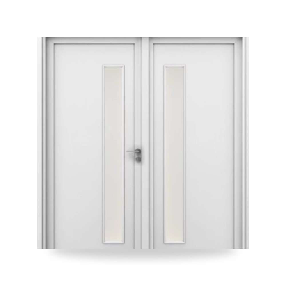 باب خشبي مزدوج فاخر - 220 × 235 سم - سمك 6 سم - باللون الأبيض النقي - موديل GD05 موديل