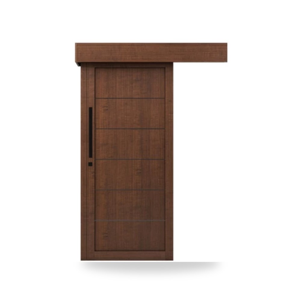 باب سحاب خشبي معماري - 110 × 265 سم - سمك 6 سم - باللون البني الطبيعي - مقاوم للرطوبة