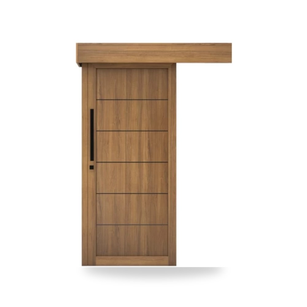 باب سحاب خشبي معماري - 110 × 265 سم - سمك 6 سم - باللون البيج العصري - مقاوم للرطوبة