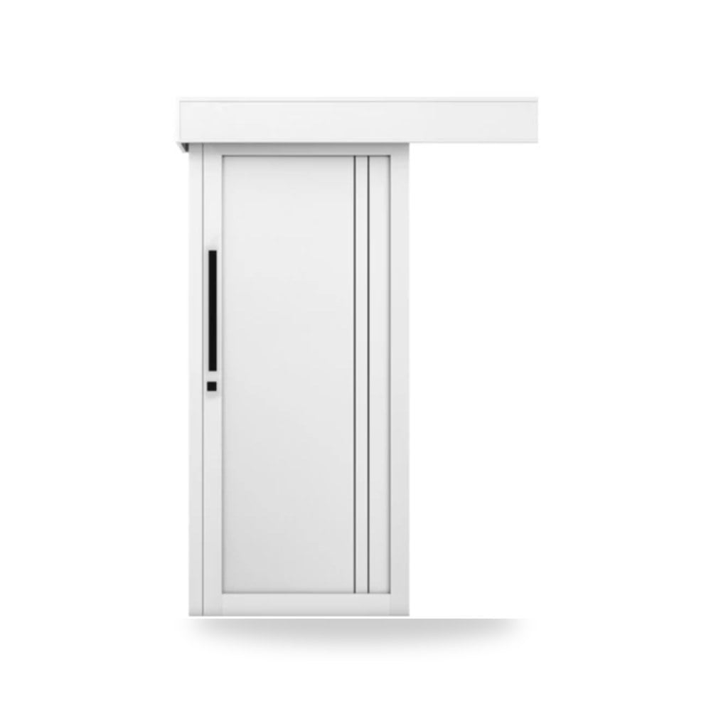 باب سحاب خشبي معماري - 110 × 265 سم - سمك 6 سم - باللون الأبيض النقي - مقاوم للرطوبة