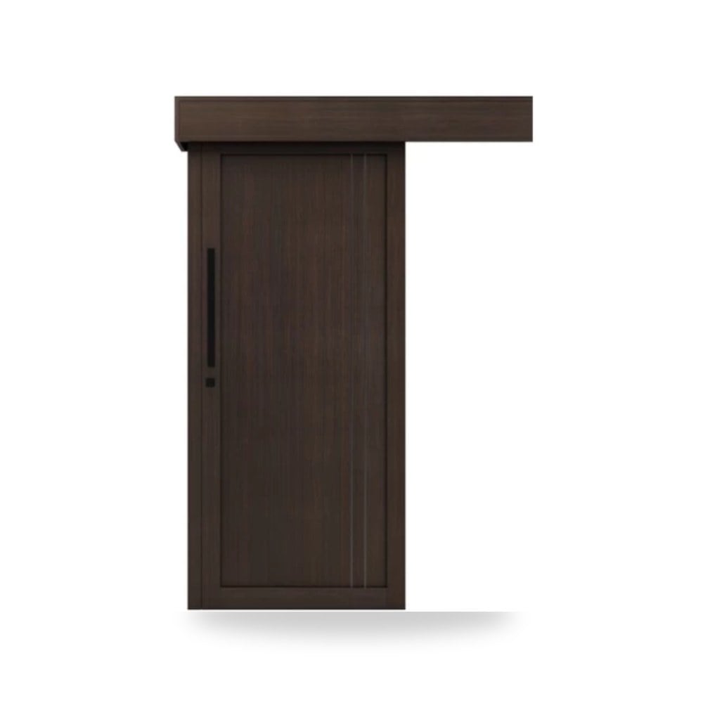 باب سحاب خشبي معماري - 110 × 265 سم - سمك 6 سم - باللون البني الغامق