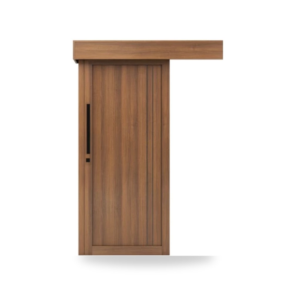 باب سحاب خشبي معماري - 110 × 265 سم - سمك 6 سم - باللون البني الفاتح