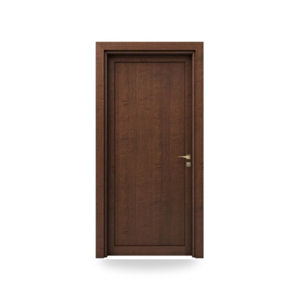 (Matkel) - باب خشبي مفرد فاخر - 115 × 235 سم - سمك 6 سم - باللون البني الغامق