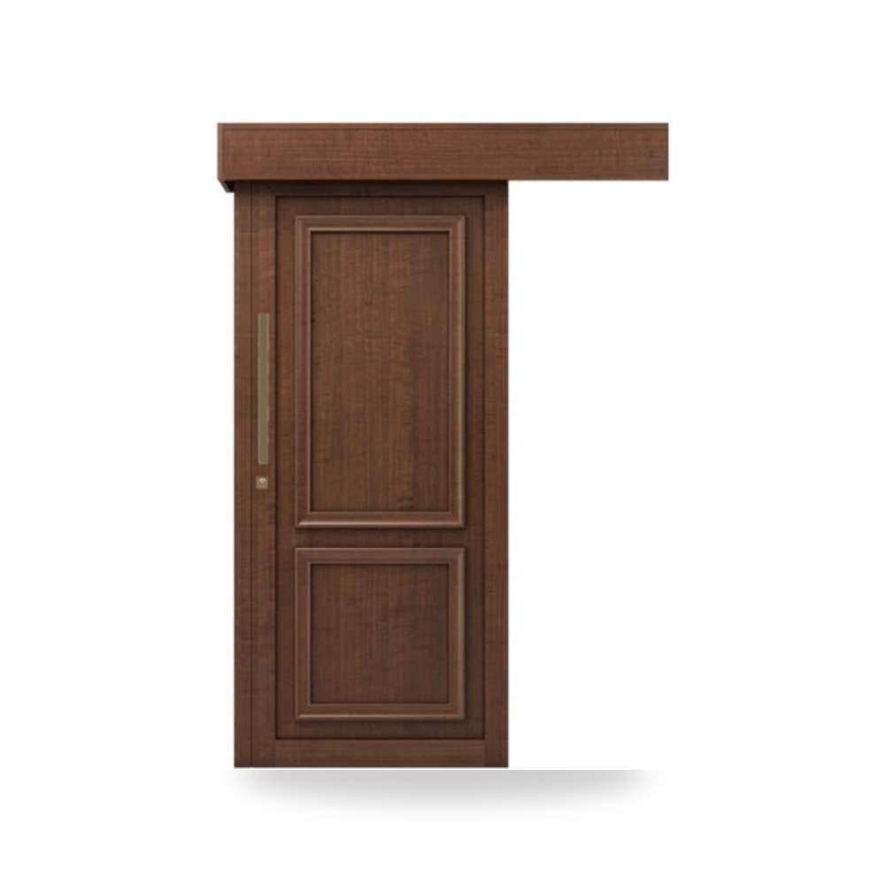 باب سحاب خشبي بريميوم فاخر بتصميم عصري 110×265 سم لون بني موديل ex02-815