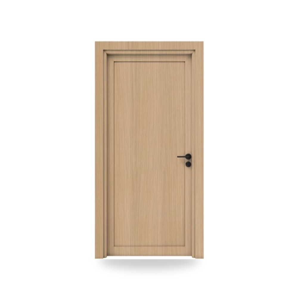 (Matkel) - باب خشبي مفرد فاخر - 115 × 235 سم - سمك 6 سم - باللون البني الفاتح - مقاوم