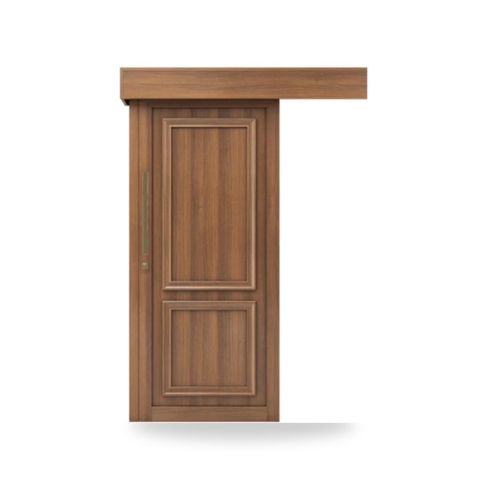 باب سحاب خشبي معماري - 110 × 265 سم - سمك 6 سم - باللون البني الفاتح - موديل EX02 موديل