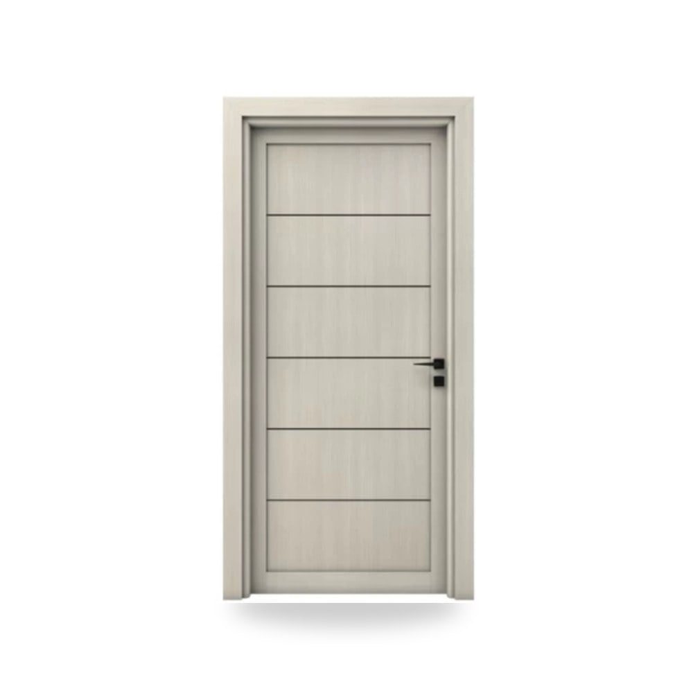 باب خشبي مفرد فاخر - 115 × 235 سم - سمك 6 سم - بتشطيب معماري أنيق - مقاوم
