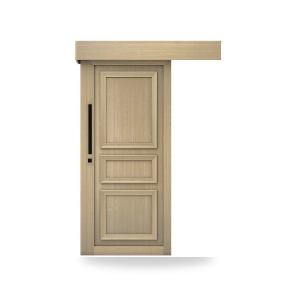 باب سحاب خشبي معماري - 110 × 265 سم - سمك 6 سم - باللون البيج العصري - مقاوم للرطوبة