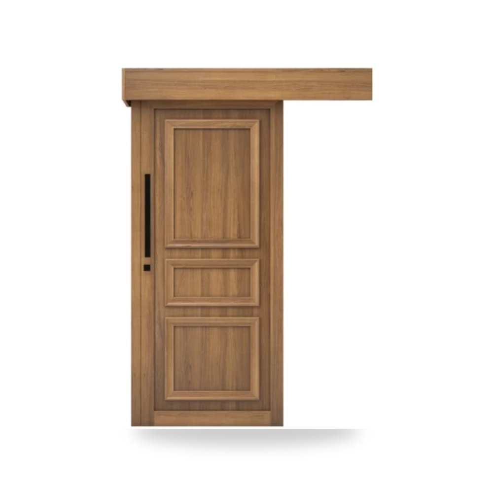 باب سحاب خشبي معماري - 110 × 265 سم - سمك 6 سم - باللون البيج العصري - مقاوم للرطوبة