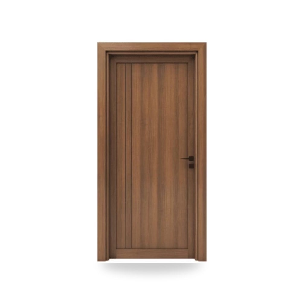 باب خشبي مفرد فاخر - 115 × 235 سم - سمك 6 سم - باللون البني الطبيعي - مقاوم للرطوبة