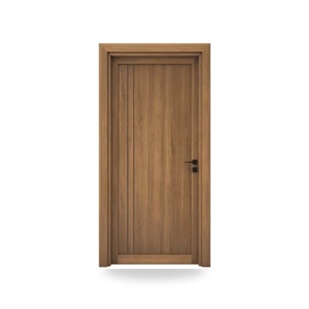باب خشبي مفرد فاخر - 115 × 235 سم - سمك 6 سم - باللون البني الطبيعي - مقاوم للرطوبة
