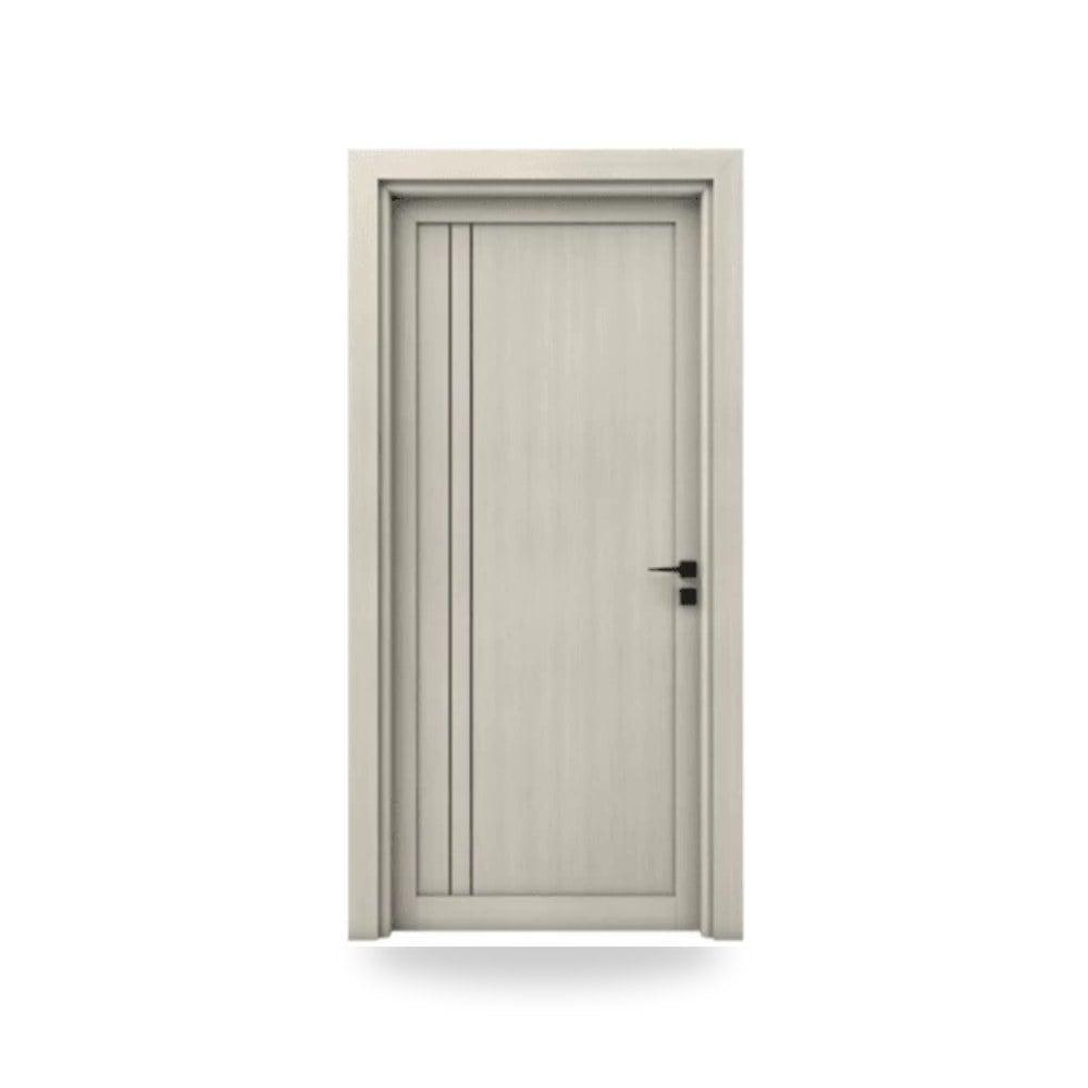 باب خشبي مفرد فاخر - 115 × 235 سم - سمك 6 سم - بتشطيب معماري أنيق - مقاوم للرطوبة