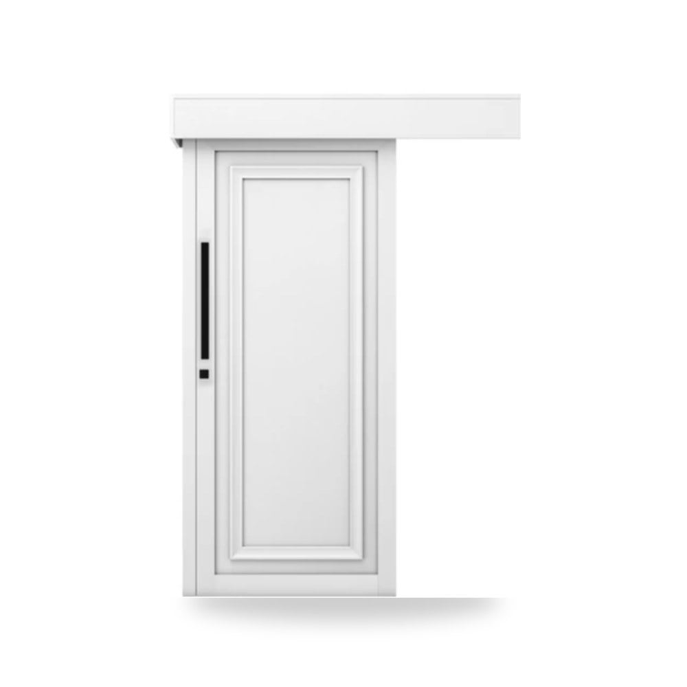 باب سحاب خشبي معماري - 110 × 265 سم - سمك 6 سم - باللون الأبيض النقي - مقاوم
