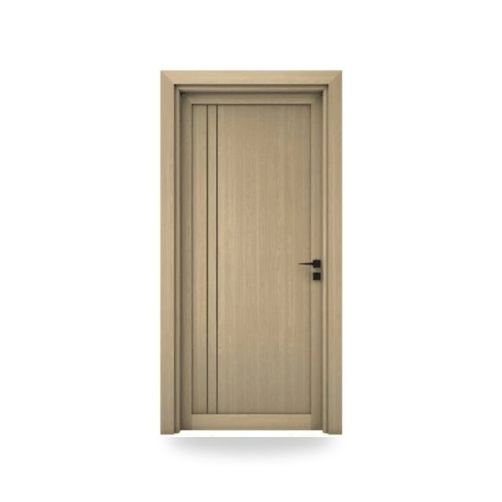 باب خشبي مفرد فاخر - 115 × 235 سم - سمك 6 سم - باللون البني الفاتح - مقاوم