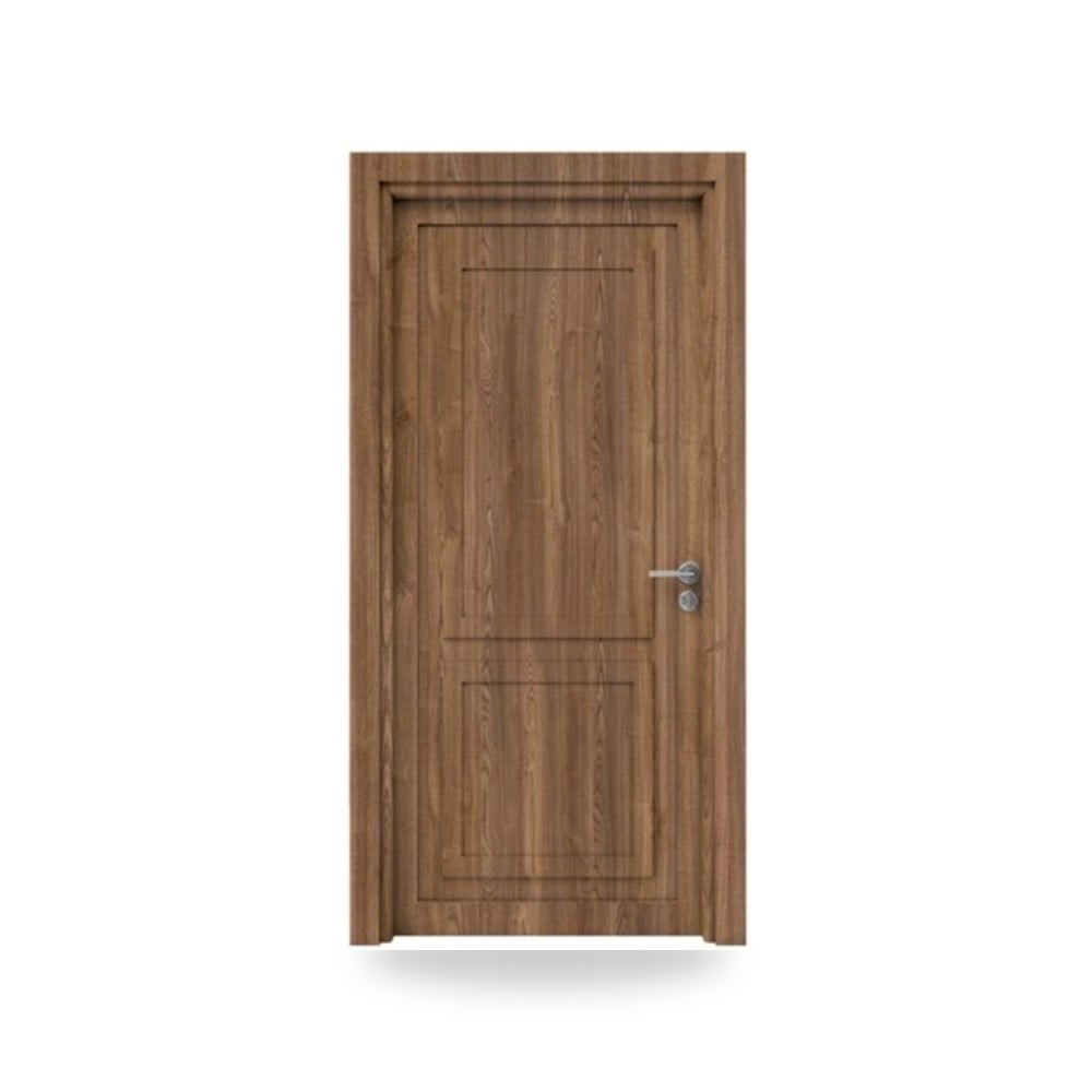 باب خشبي مفرد فاخر - 115 × 235 سم - سمك 6 سم - باللون البني الطبيعي - مقاوم للرطوبة