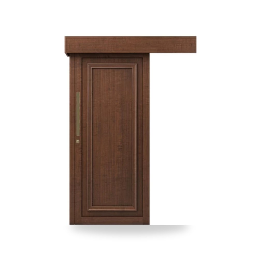 باب سحاب خشبي معماري - 110 × 265 سم - سمك 6 سم - باللون البني الطبيعي