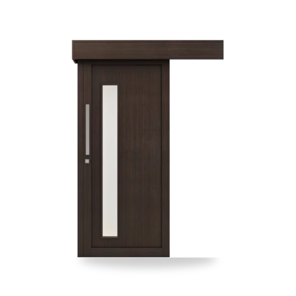 باب سحاب خشبي معماري - 110 × 265 سم - سمك 6 سم - باللون البني الغامق - مقاوم للرطوبة
