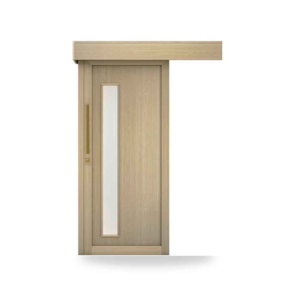 باب سحاب خشبي معماري - 110 × 265 سم - سمك 6 سم - باللون البيج العصري - مقاوم للرطوبة