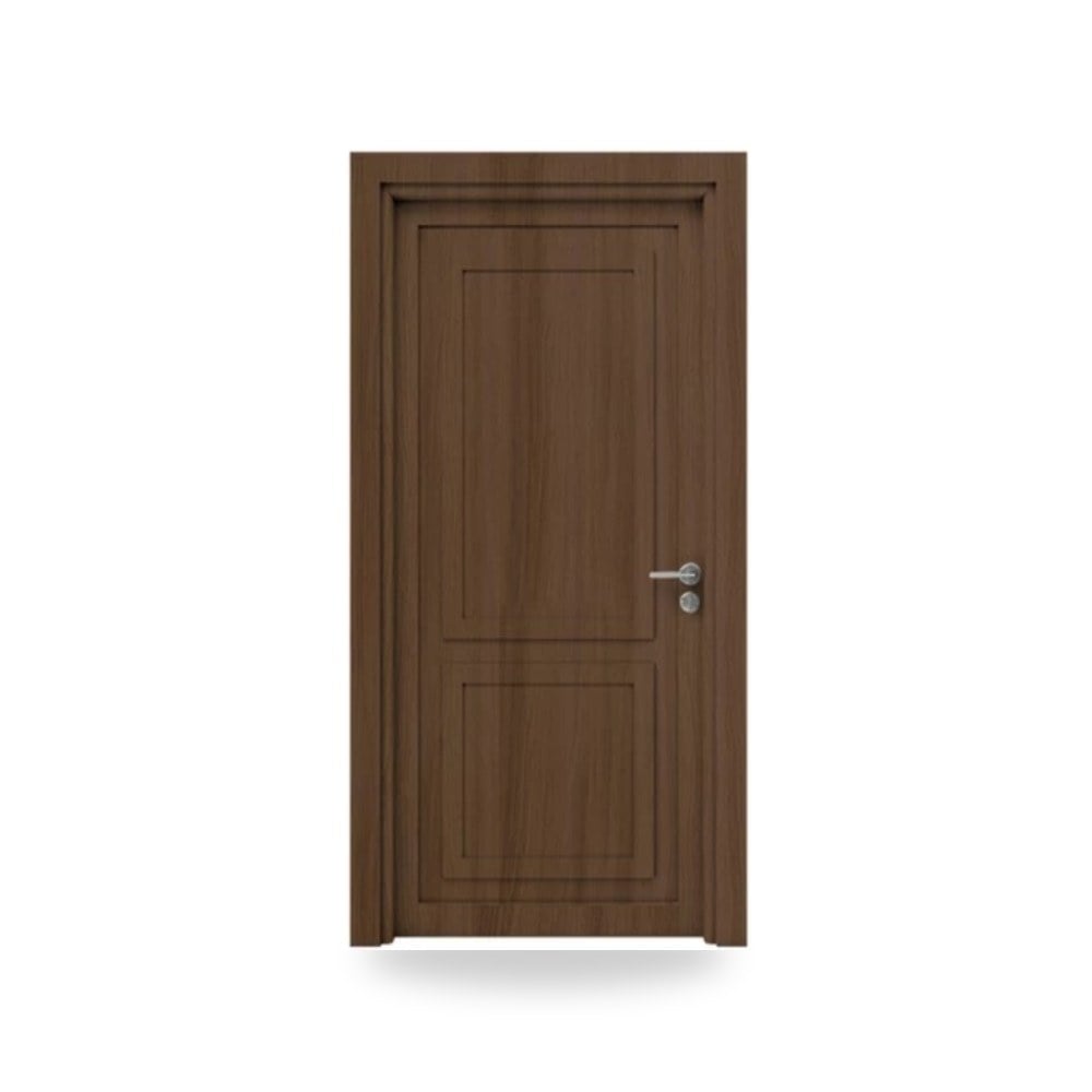 باب خشبي مفرد فاخر - 115 × 235 سم - سمك 6 سم - باللون البني الطبيعي - مقاوم للرطوبة