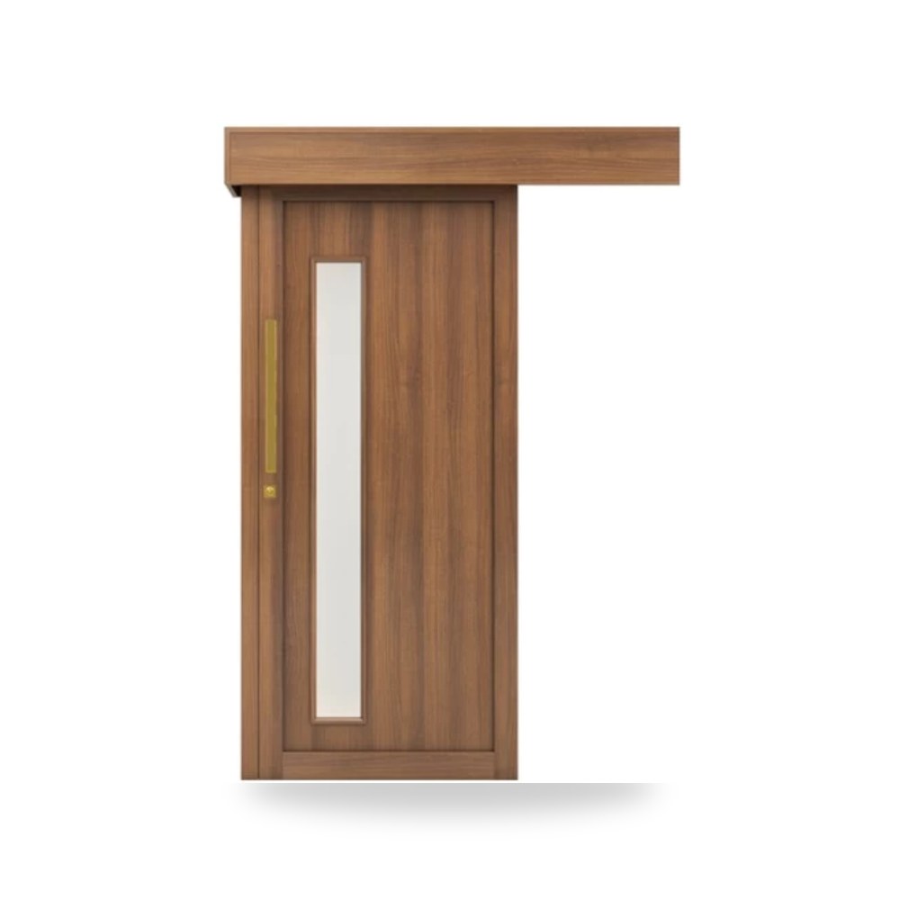 باب سحاب خشبي معماري - 110 × 265 سم - سمك 6 سم - باللون البني الفاتح - موديل GD05 موديل