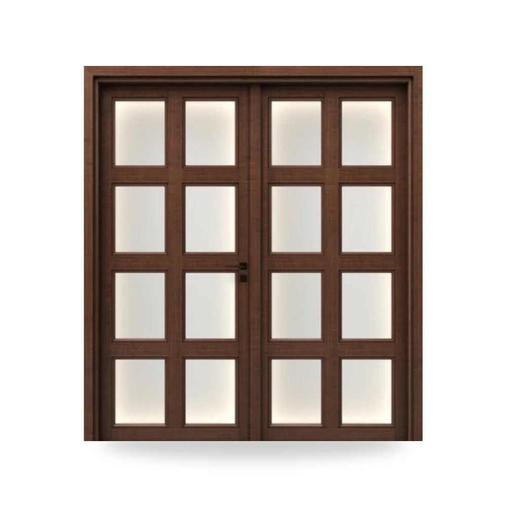 باب خشبي مزدوج فاخر - 220 × 235 سم - سمك 6 سم - باللون البني الغامق - مقاوم للرطوبة