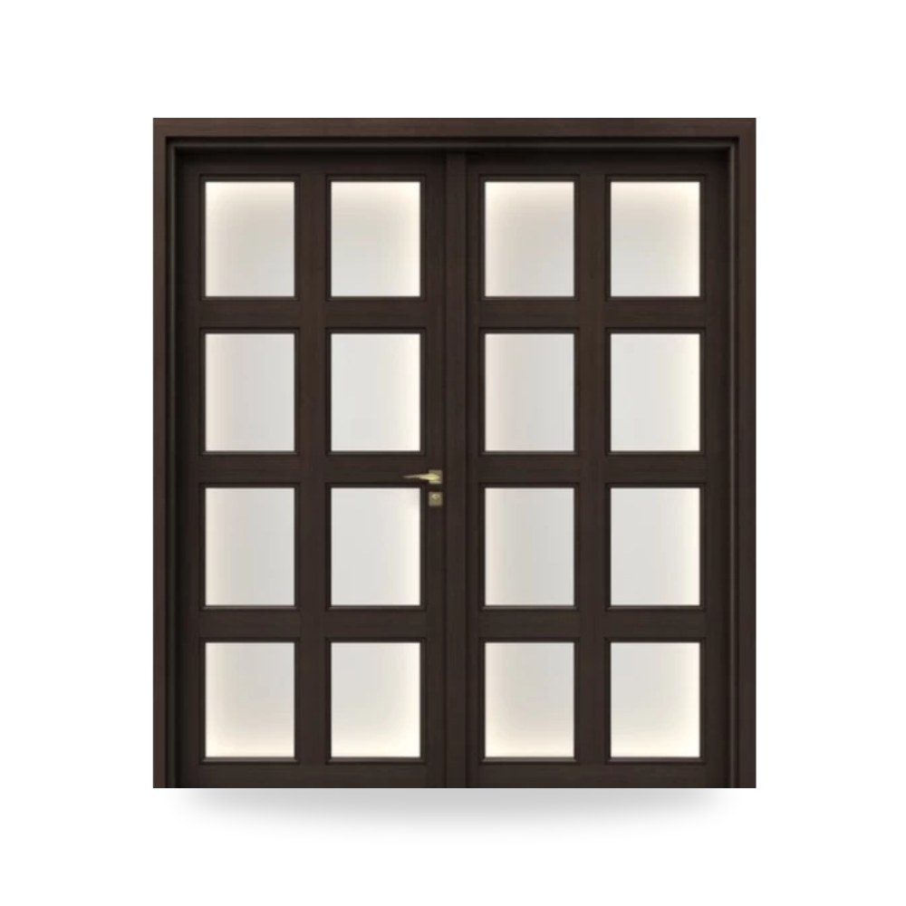(Matkel) - باب خشبي مزدوج فاخر - 220 × 235 سم - سمك 6 سم - باللون البني الغامق
