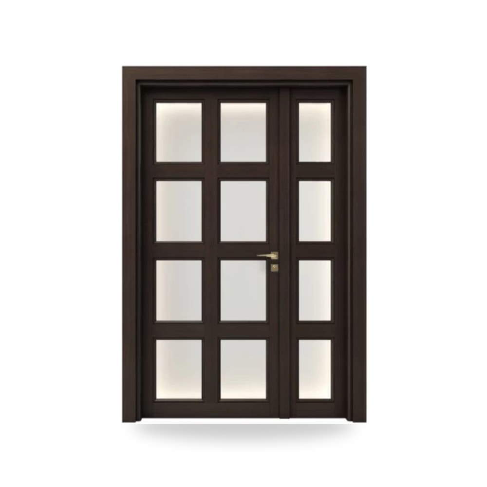 باب خشبي درفة ونصف فاخر - 160 × 235 سم - سمك 6 سم - باللون البني الغامق - مقاوم للرطوبة