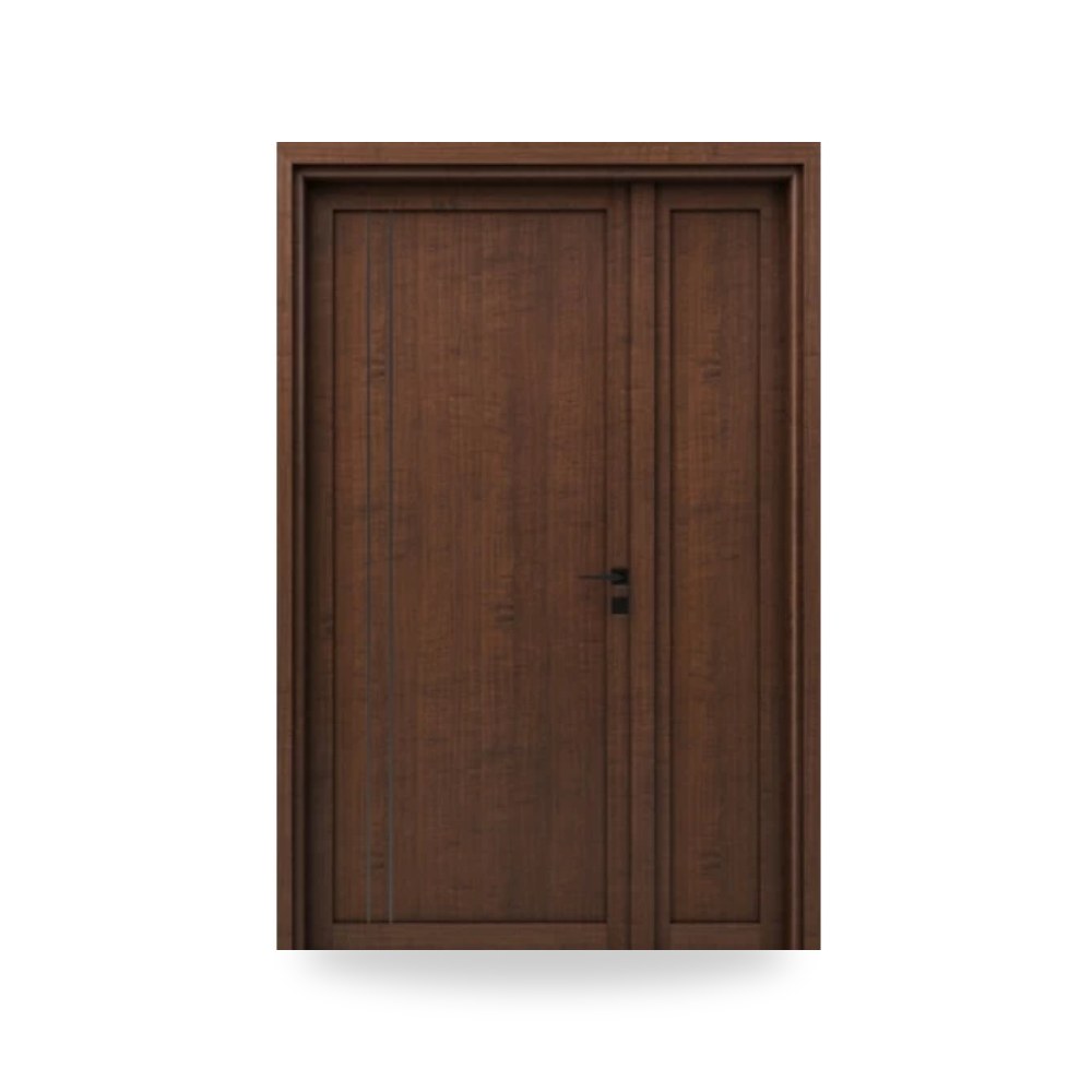باب خشبي درفة ونصف فاخر - 160 × 235 سم - سمك 6 سم - باللون البني الطبيعي EXO7 موديل 603
