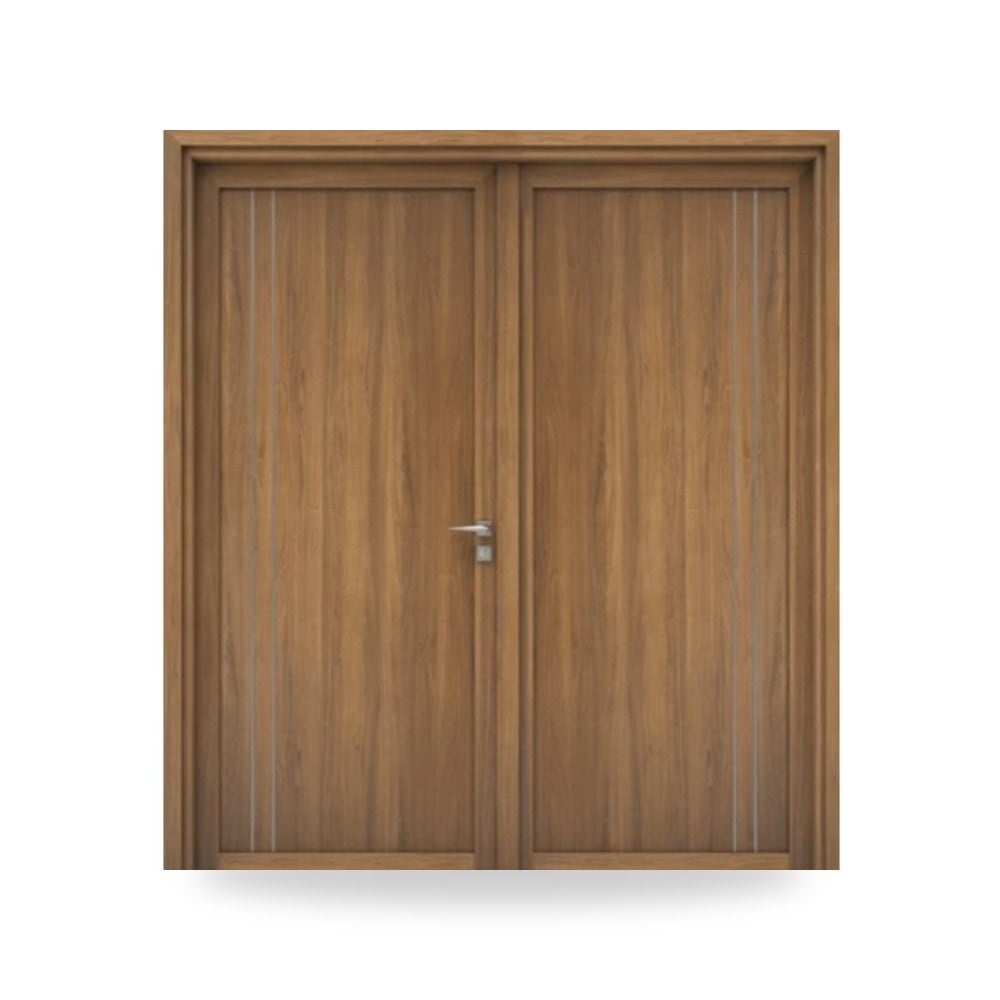 باب خشب مزدوج كلاسيكي للمداخل والصالونات 220 × 235 سم لون بني موديل m02-776 YT-86785432