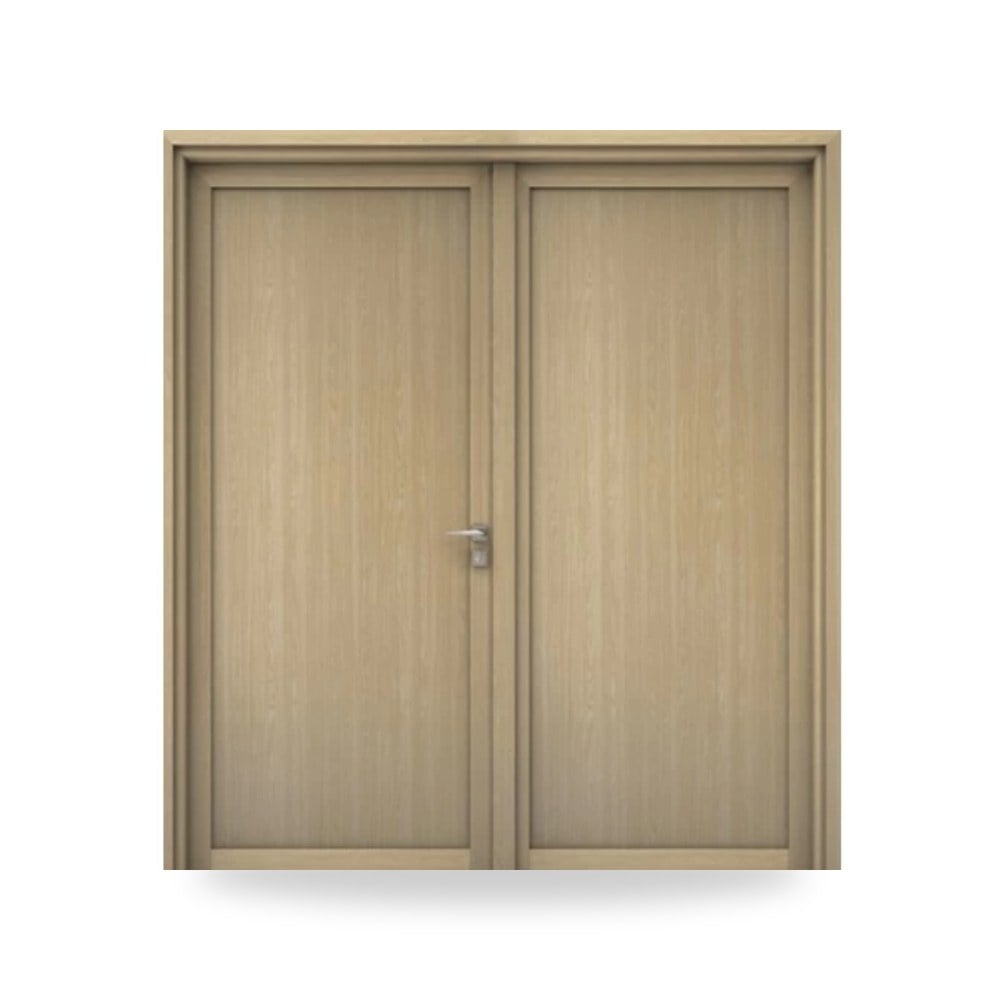 باب خشبي مزدوج فاخر - 220 × 235 سم - سمك 6 سم - باللون البيج العصري - مقاوم للرطوبة