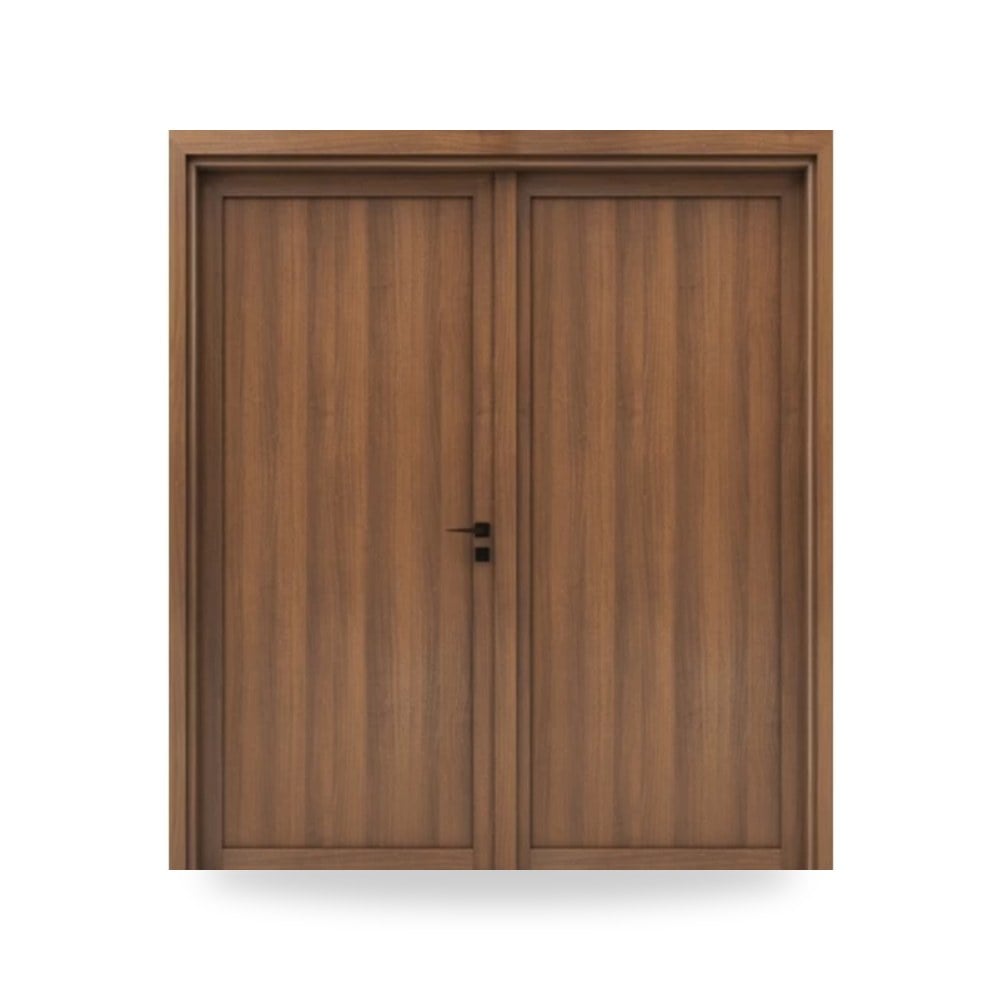 باب خشب مزدوج كلاسيكي للمداخل والصالونات 220 × 235 سم لون بني موديل tr17-327