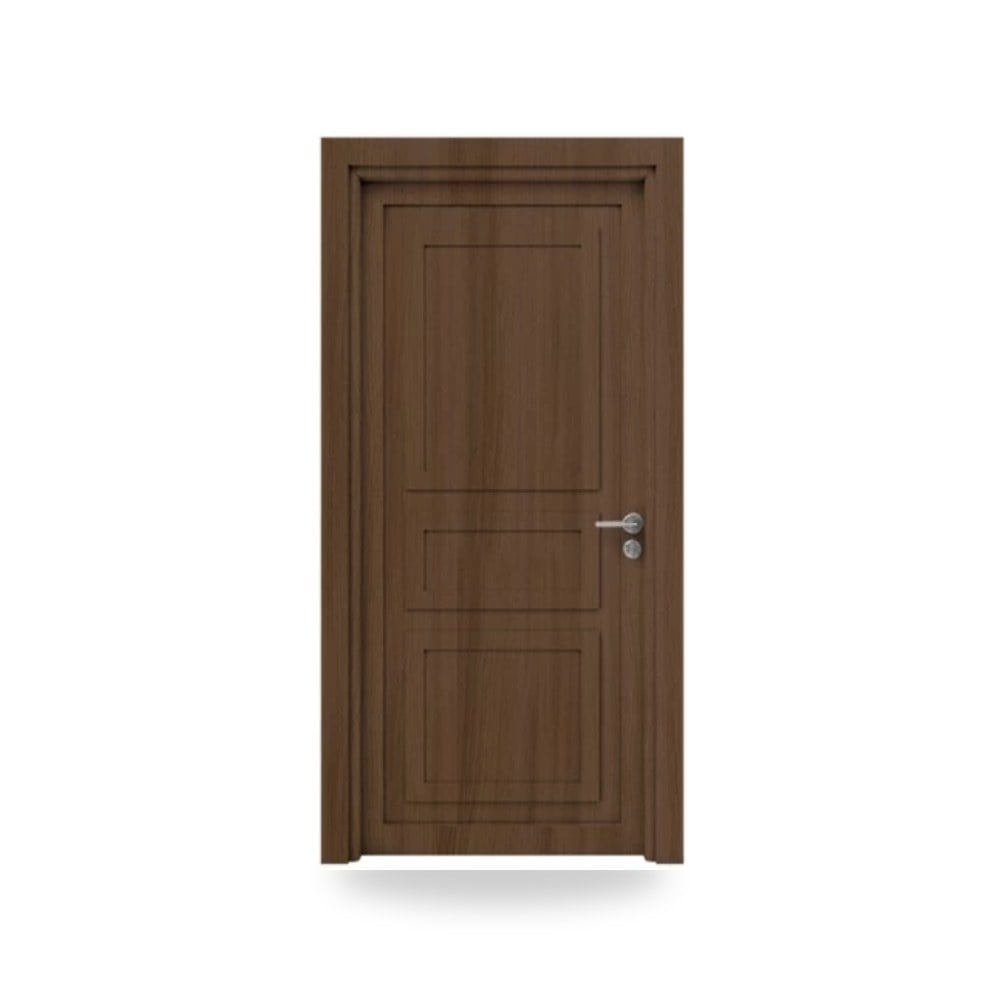 باب خشبي مفرد فاخر - 115 × 235 سم - سمك 6 سم - باللون البني الغامق - مقاوم للرطوبة