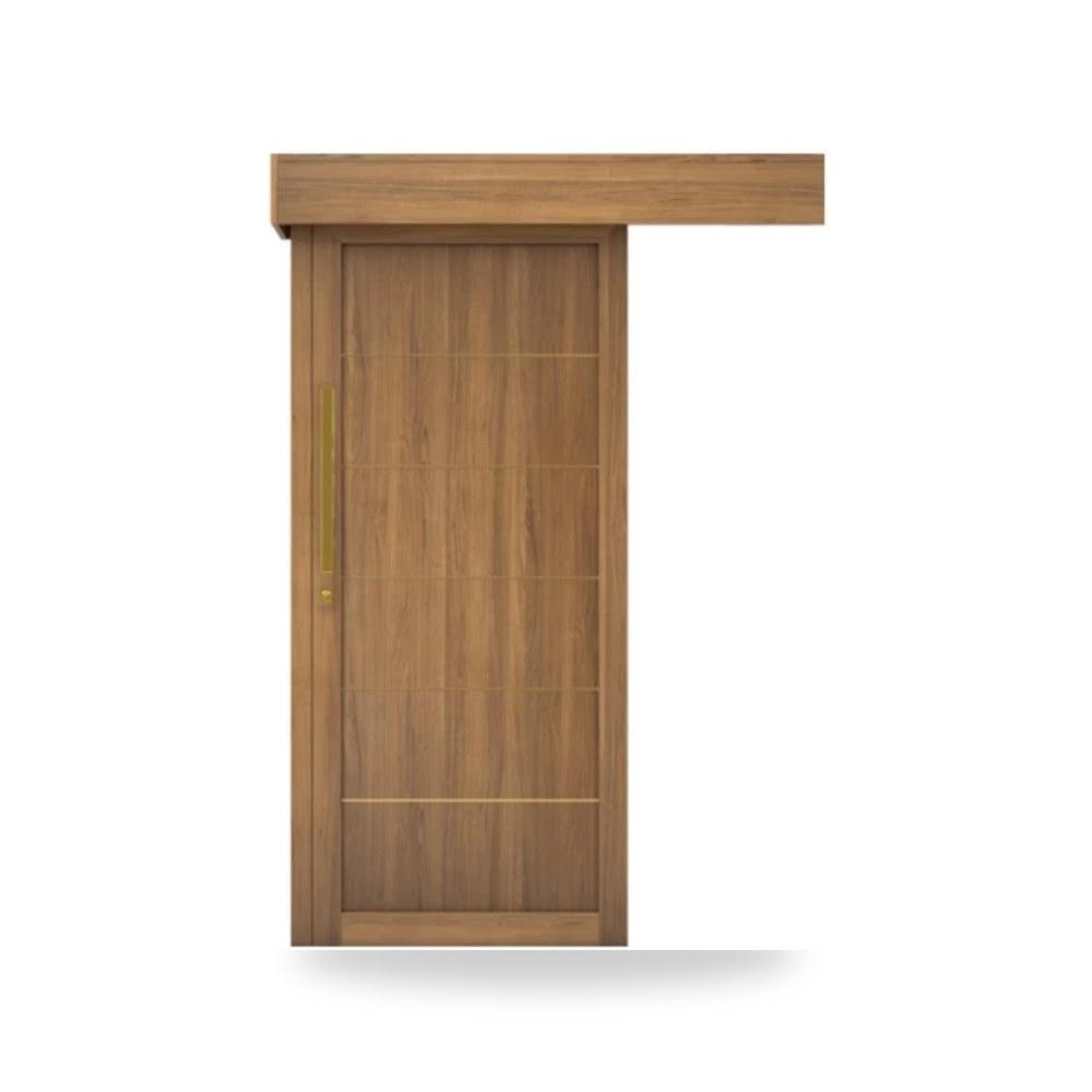باب سحاب خشبي معماري - 110 × 265 سم - سمك 6 سم - باللون البيج العصري - مقاوم للرطوبة