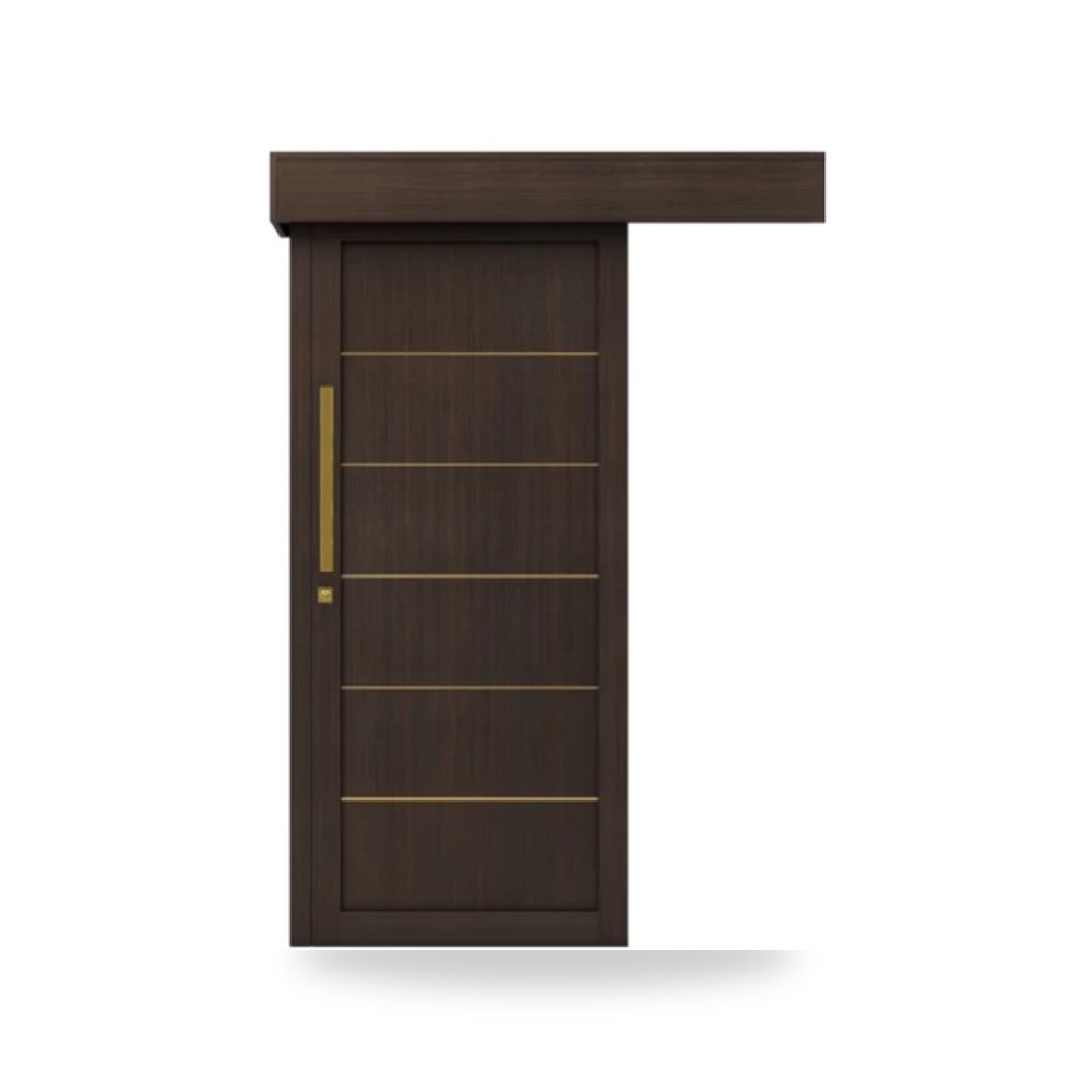 باب سحاب خشبي بريميوم فاخر بتصميم عصري 110×265 سم لون بني موديل gm01-632
