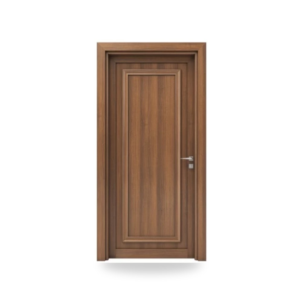(Matkel) - باب خشبي مفرد فاخر - 115 × 235 سم - سمك 6 سم - باللون البني الطبيعي - مقاوم
