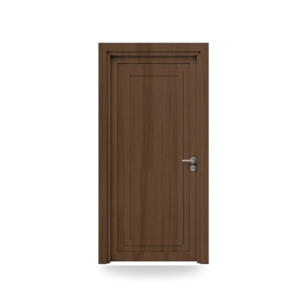 باب خشبي مفرد فاخر - 115 × 235 سم - سمك 6 سم - باللون البني الغامق - مقاوم للرطوبة