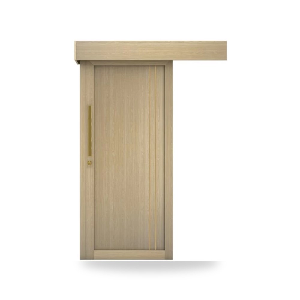 باب سحاب خشبي معماري - 110 × 265 سم - سمك 6 سم - باللون البيج العصري