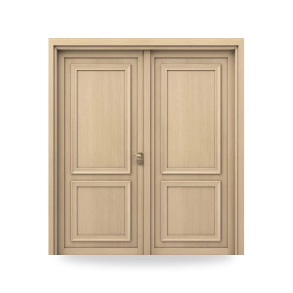 باب خشبي مزدوج فاخر - 220 × 235 سم - سمك 6 سم - بتشطيب معماري أنيق - مقاوم للرطوبة