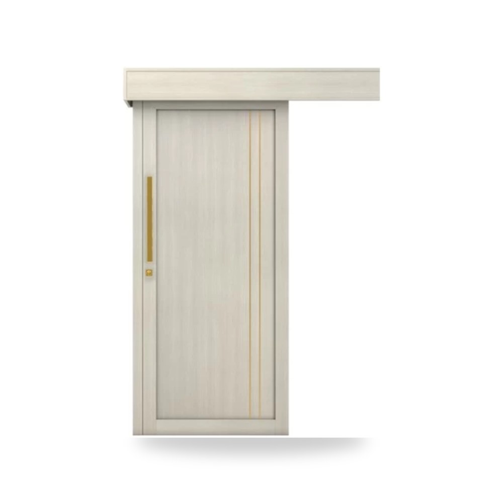 باب سحاب خشبي 110 × 265 سم سمك 6 سم رمادي فاتح - موديل gm02-774