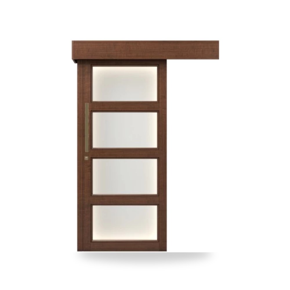 باب سحاب خشبي معماري - 110 × 265 سم - سمك 6 سم - باللون البني الطبيعي - مقاوم