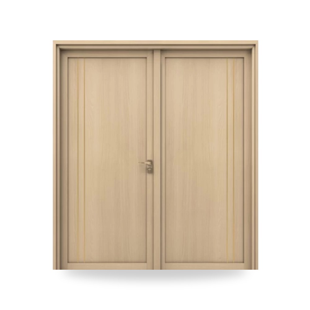 باب خشبي مزدوج فاخر - 220 × 235 سم - سمك 6 سم - باللون البني الطبيعي - موديل GM02